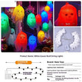 Halloween battery-operated LED string lights showing coloured and warm white options for indoor wall decoration