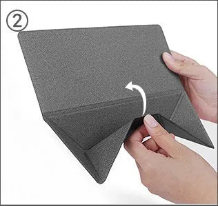 Blue portable laptop cooling bracket showing foldable design with anti-slip surface