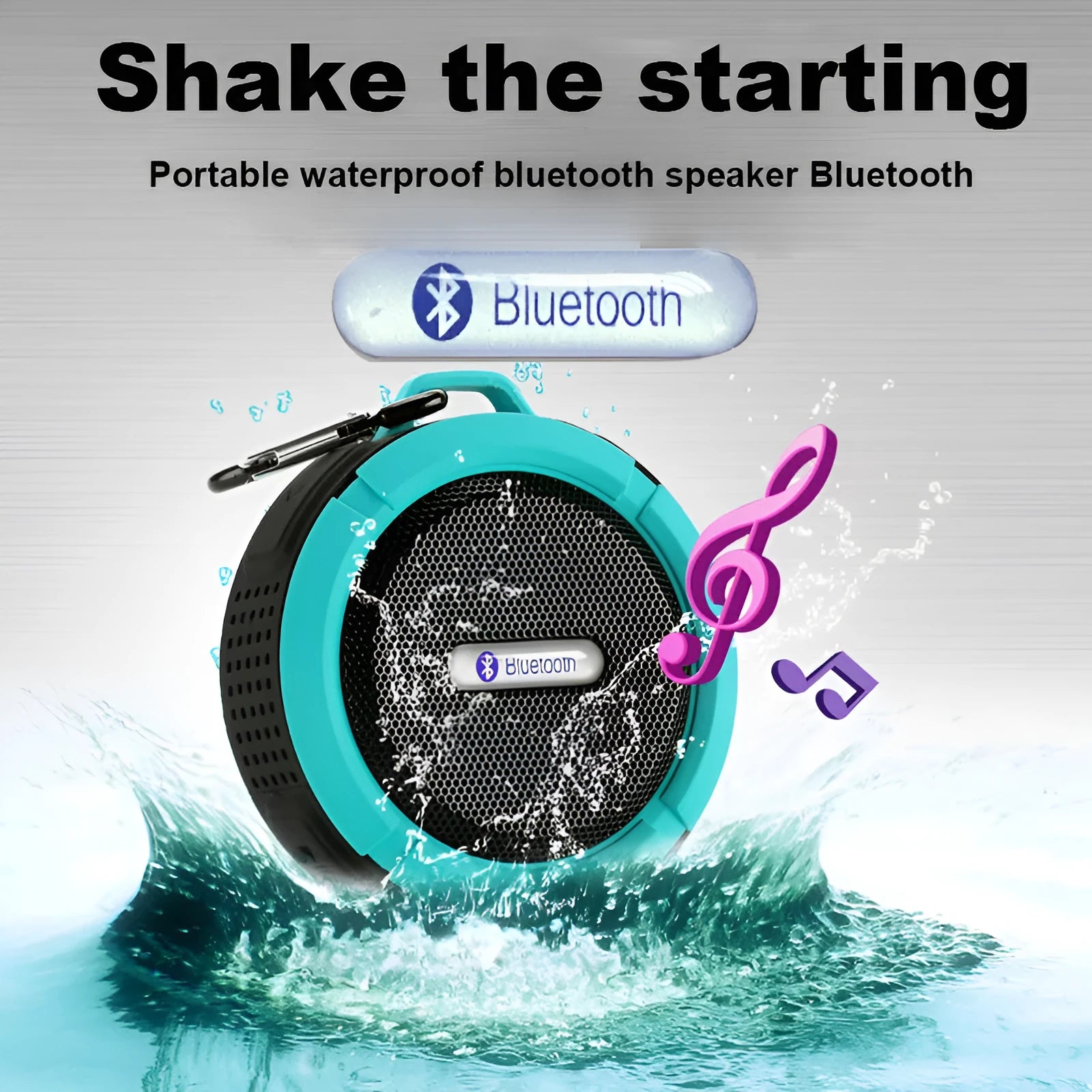 Compact waterproof Bluetooth speaker in six colours with 3W stereo and 500mAh battery