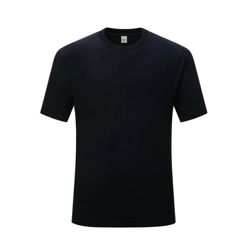 Men's CVC cotton short-sleeved round neck t-shirt in solid white or black colour