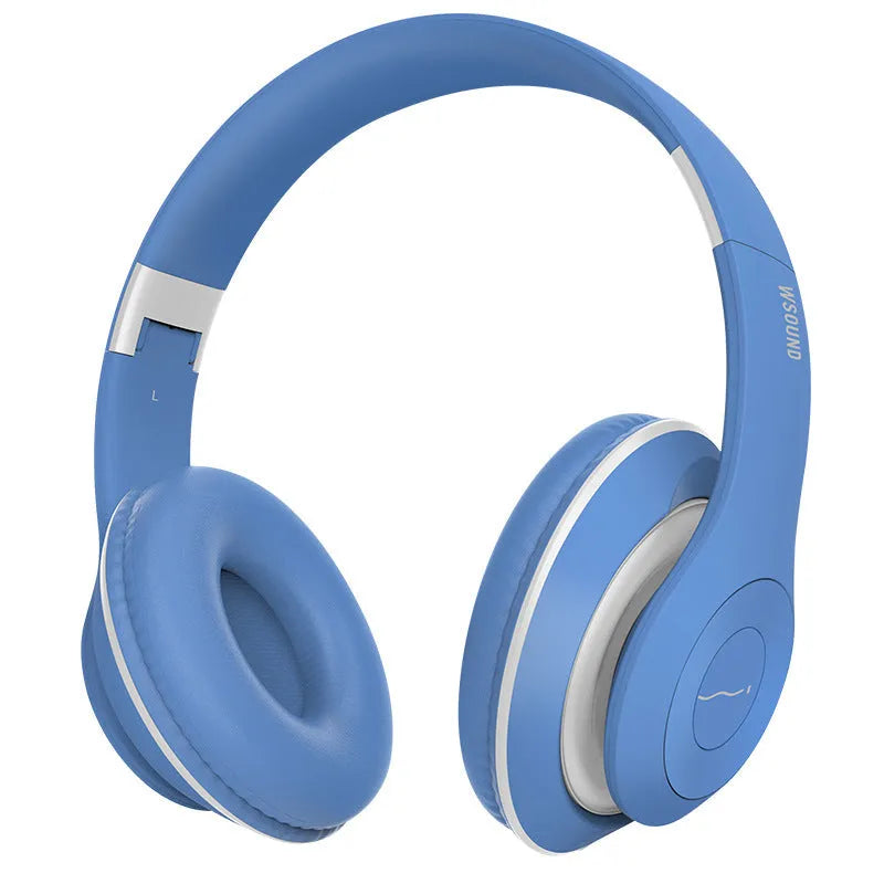 Blue and red Bluetooth wireless stereo headset with over-ear bilateral design