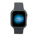Half wrap leather case for Apple Watch 4 in 44mm size, shown in black with carbon fibre details