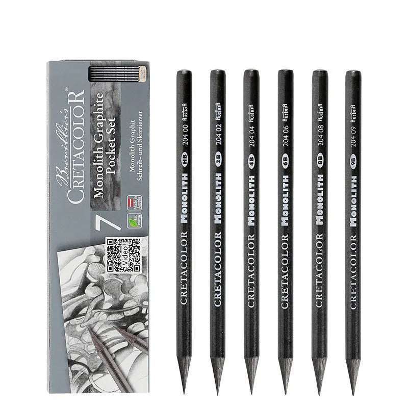 Single 146mm long wood-free graphite sketch pencil for drawing and colouring.