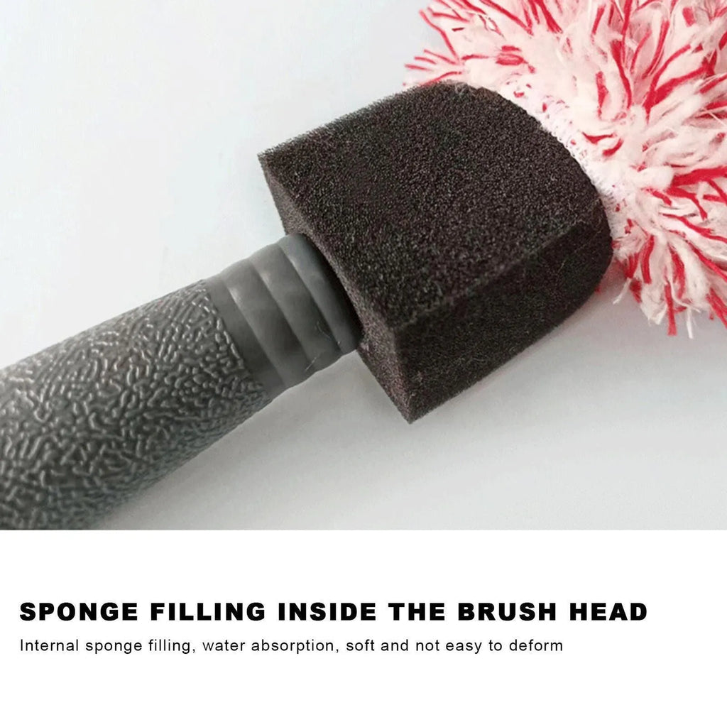 Long handled car wash brush with ultra-fine fibre head in blue colour for vehicle cleaning