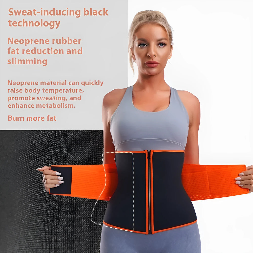 Waist support trainer in black with adjustable wrap design for fitness running yoga cycling
