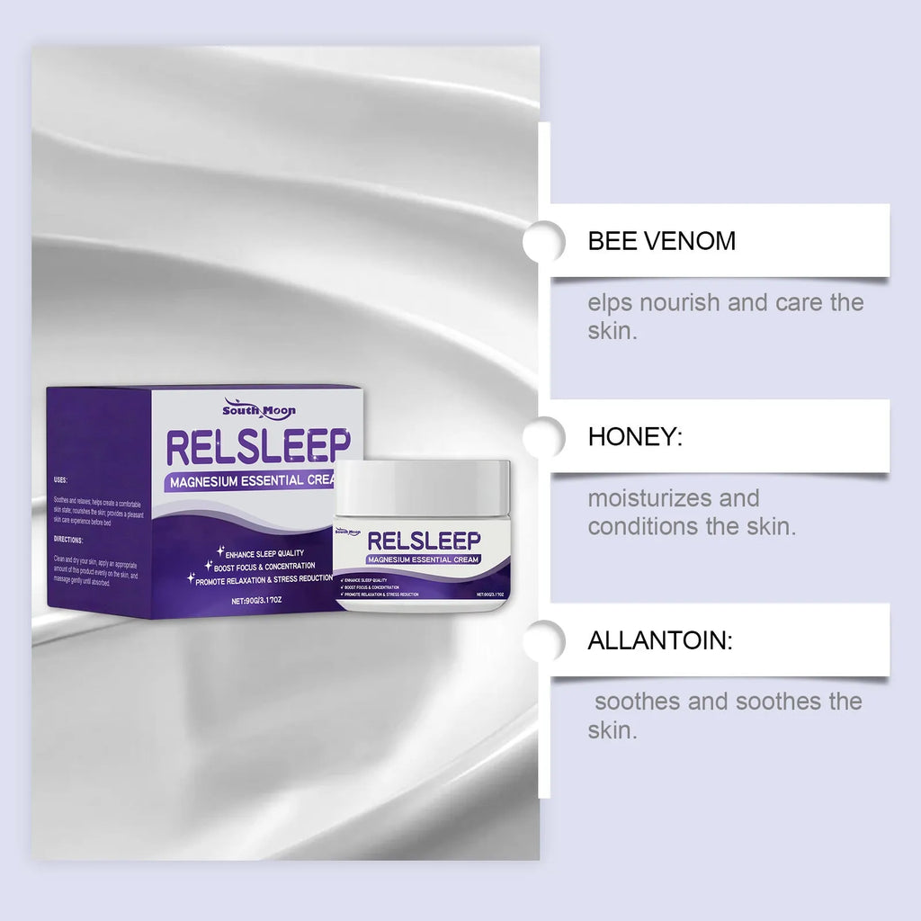 90g jar of Sleep Magnesium Essence Cream with honey active ingredient for overnight hydration