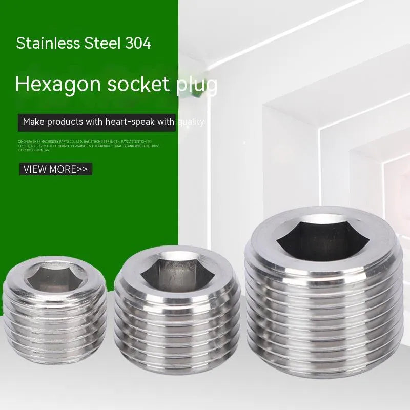 Stainless steel 304 hexagon plug for 3/8 inch BSPP pipe bulkhead connections