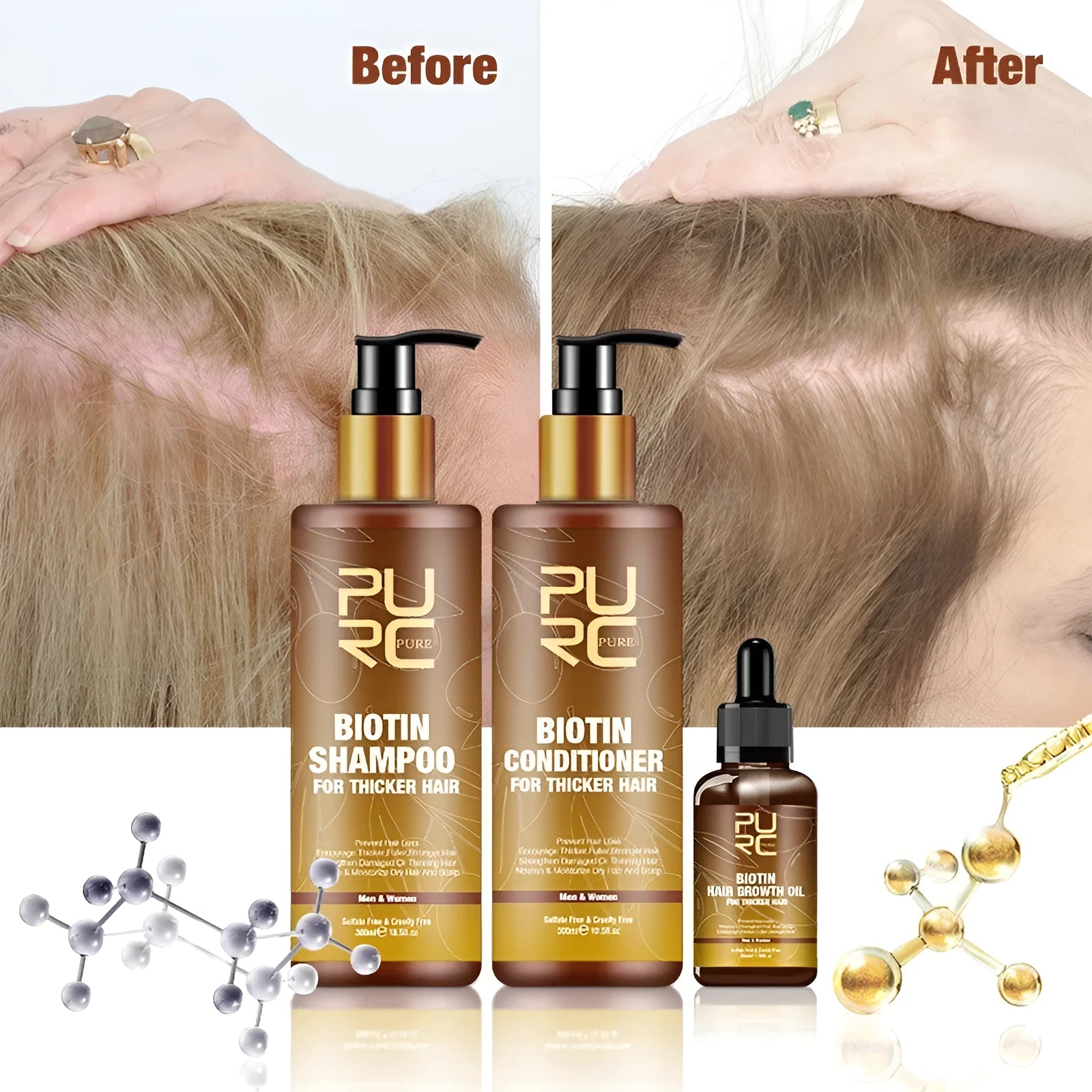 PURC Ginger Biotin hair care three-piece set shampoo 300ml conditioner 300ml biotin essential oil 30ml