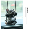Bulldog cartoon style resin car hanging ornament for rearview mirror decoration