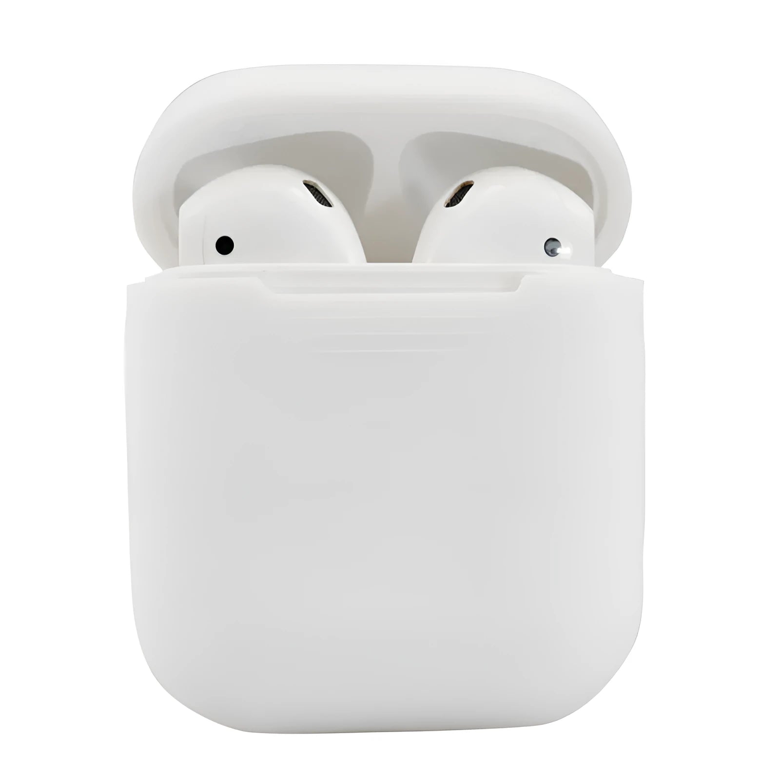 Silicone protective case for Apple AirPods shown in multiple colours, with dimensions 56mm by 47mm.