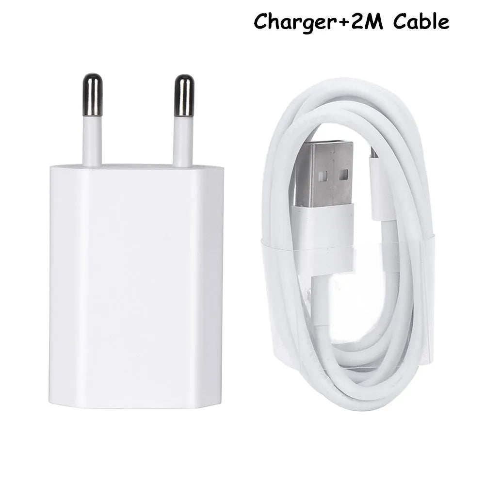 5V 2A USB travel charger with 1m cable compatible with iPhone and iPad models