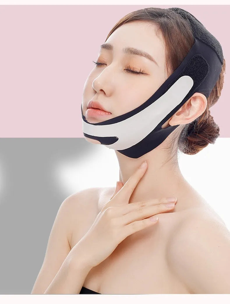 Pink and black elastic V face bandage facial care tool with packaging options