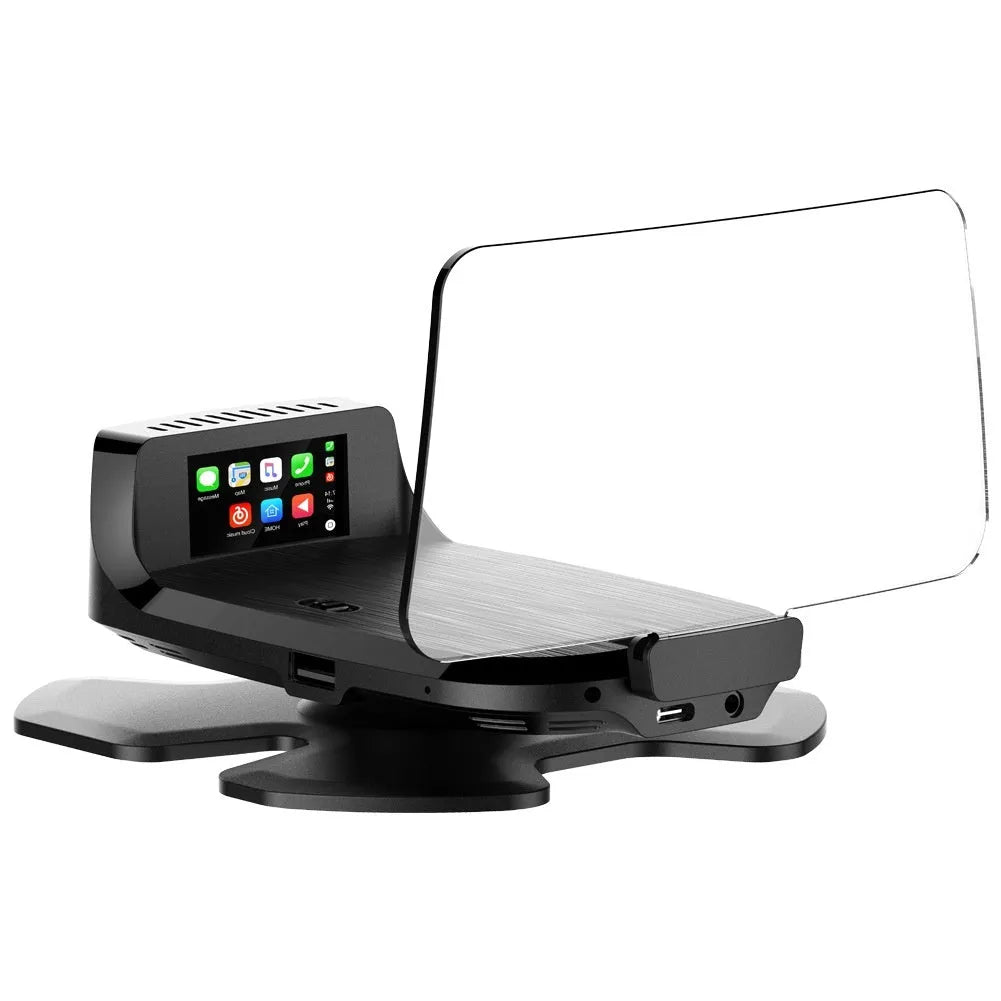 Black car HUD head-up display projector with OBD connector and CarplayY connectivity
