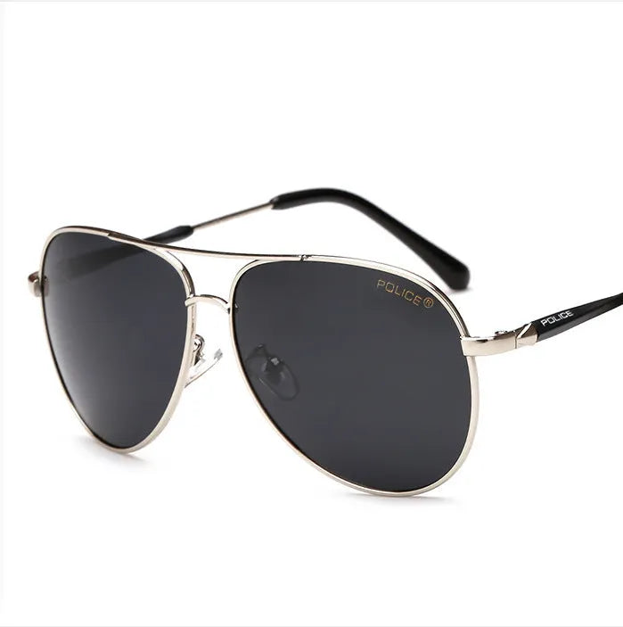 Men's polarized sunglasses with TAC lenses, metal frame, UV400 protection, black finish