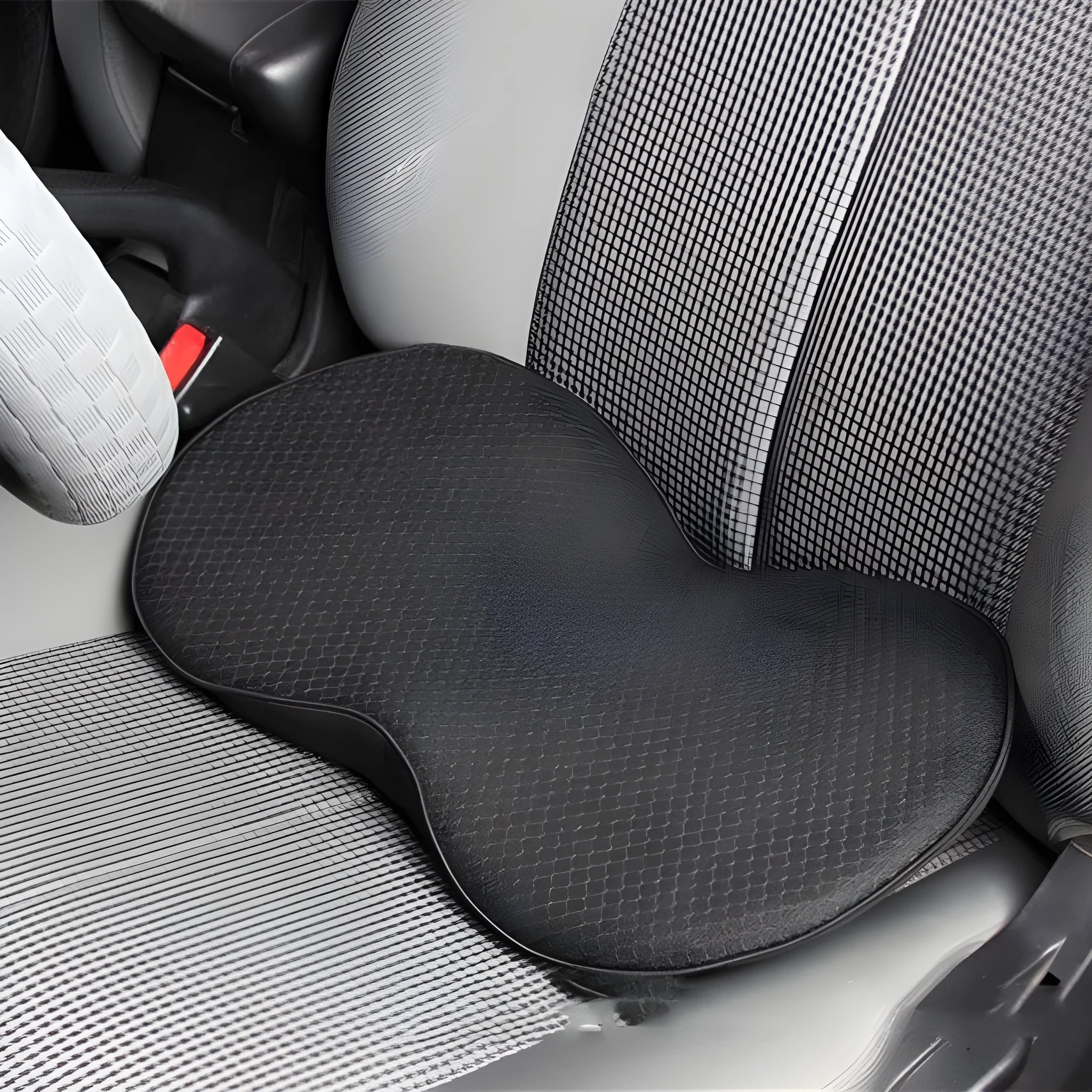 Car seat cushion for height adjustment with memory foam filler in choice of four colours