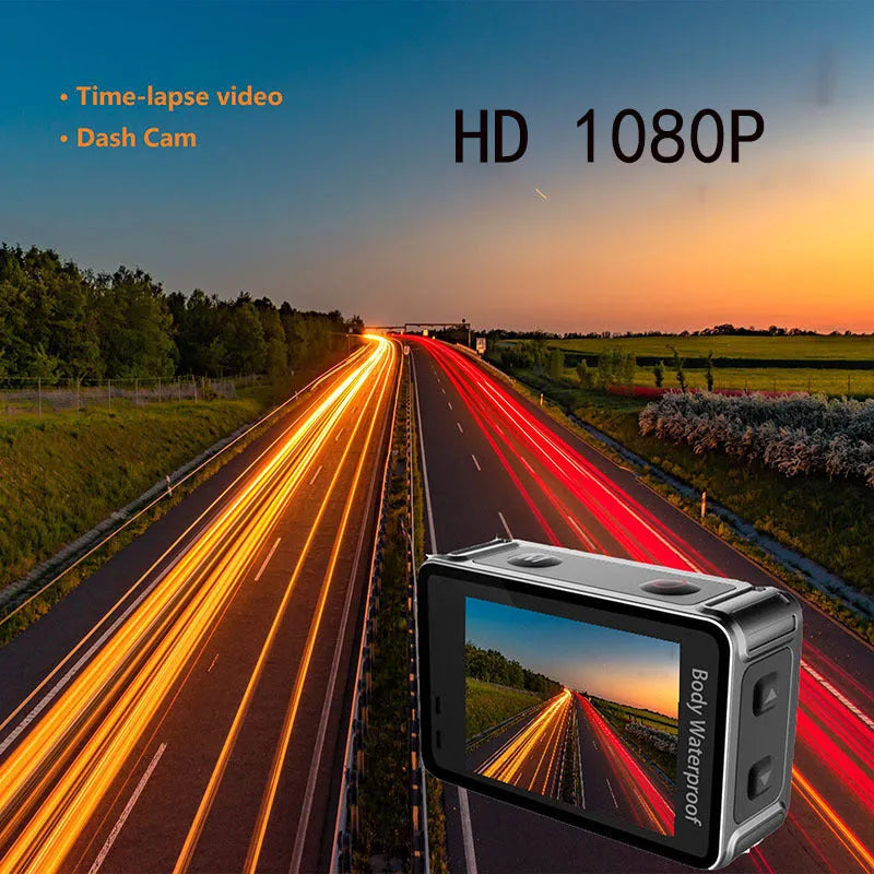 Black outdoor sports camera tachograph with 170-degree lens and compact 66mm design