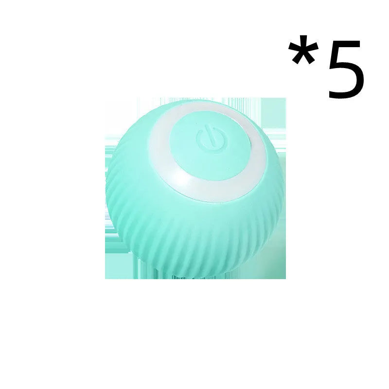 Green automatic rotating ball cat toy with 43mm diameter for claw control and intelligent obstacle avoidance