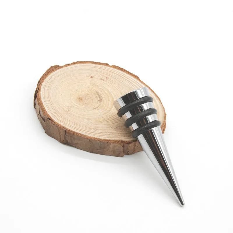 Silver zinc alloy wine bottle stopper with silicone base for M8 and M10 thread sizes