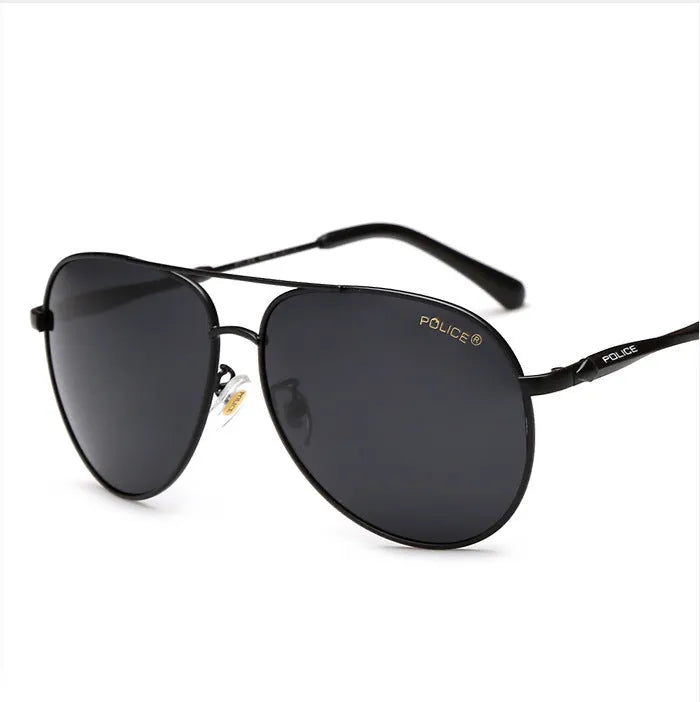 Men's polarized sunglasses with TAC lenses, metal frame, UV400 protection, black finish