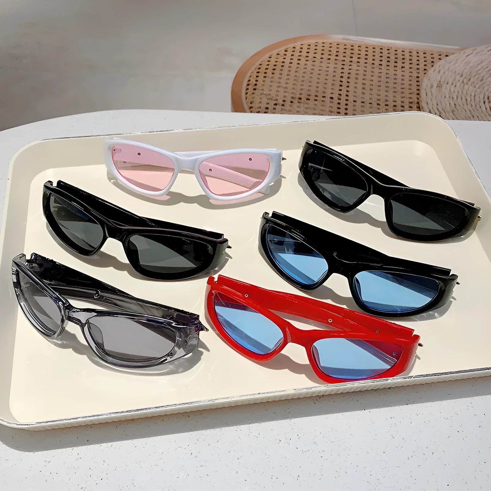 Outdoor sports sunglasses with windproof PC frame in a choice of six colour combinations