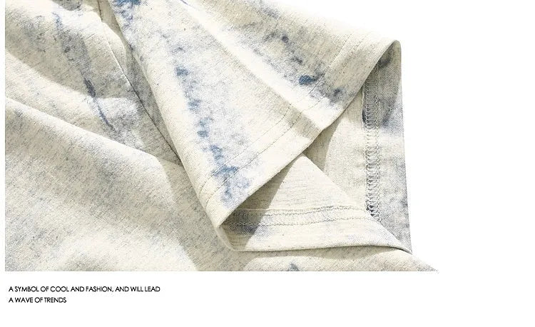Grey tie dye printed cotton T-shirt with loose fit and half sleeves