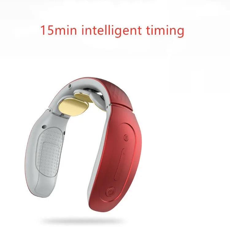 Small red and white intelligent cervical massager device for neck, back, and leg muscle relief.