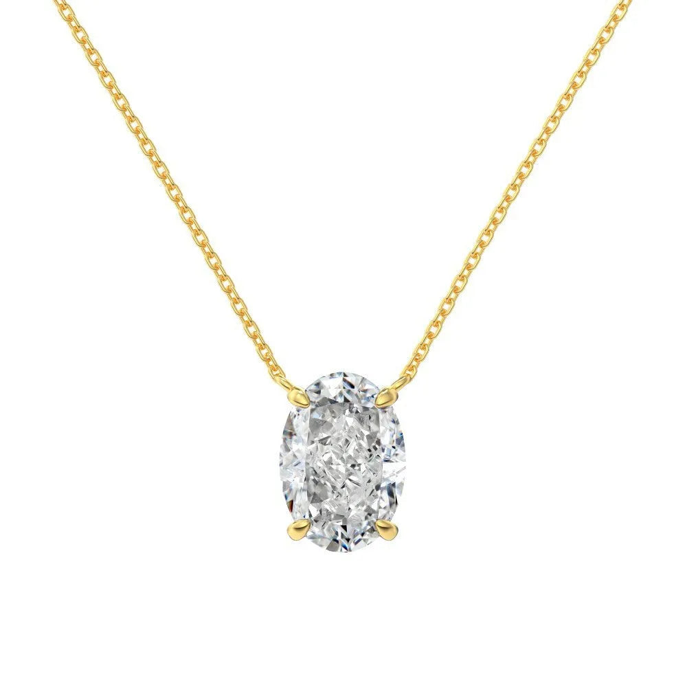A sterling silver necklace with a geometric oval ice flower pendant on a chain.