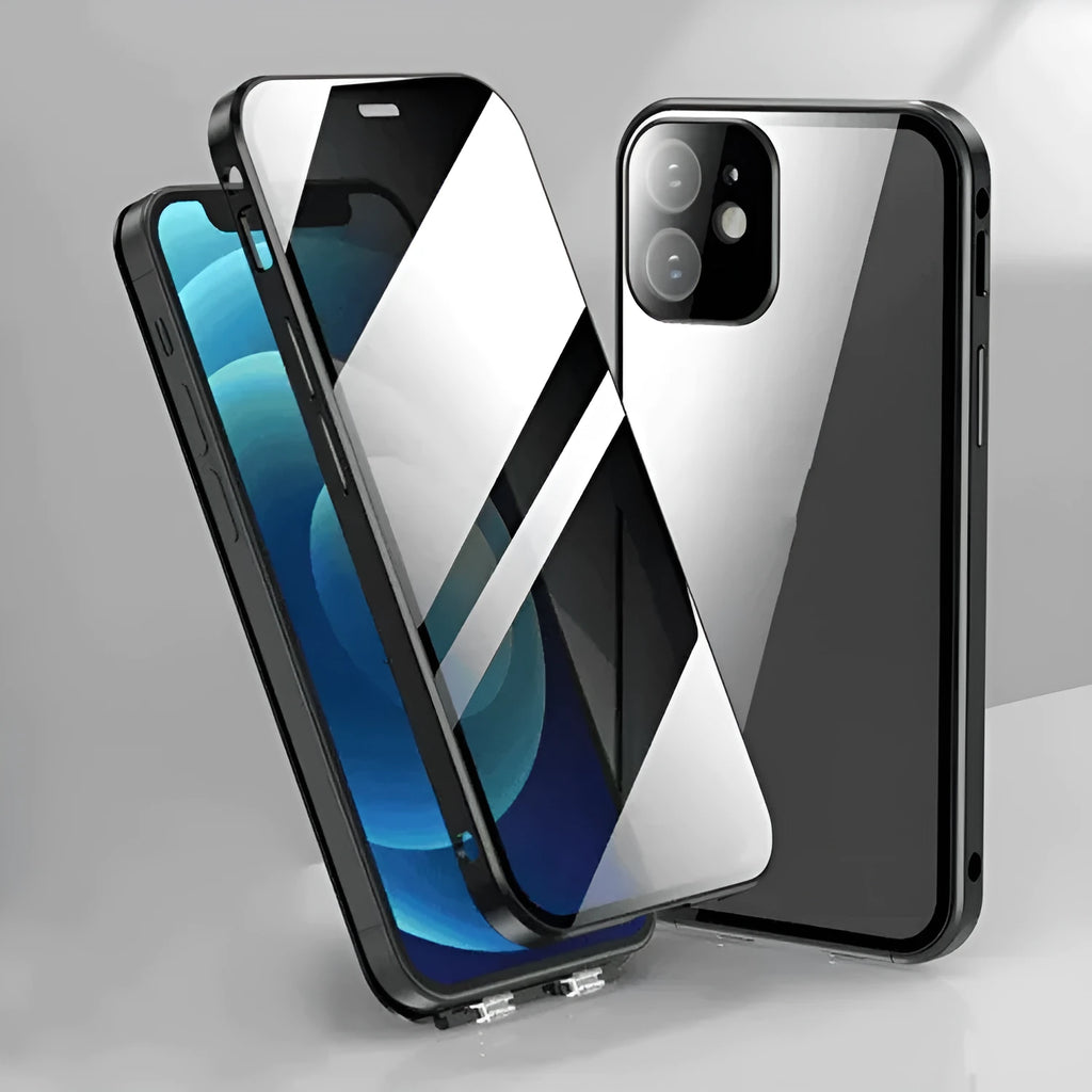 Ultra-thin tempered glass phone case for Apple 12 with privacy screen in black
