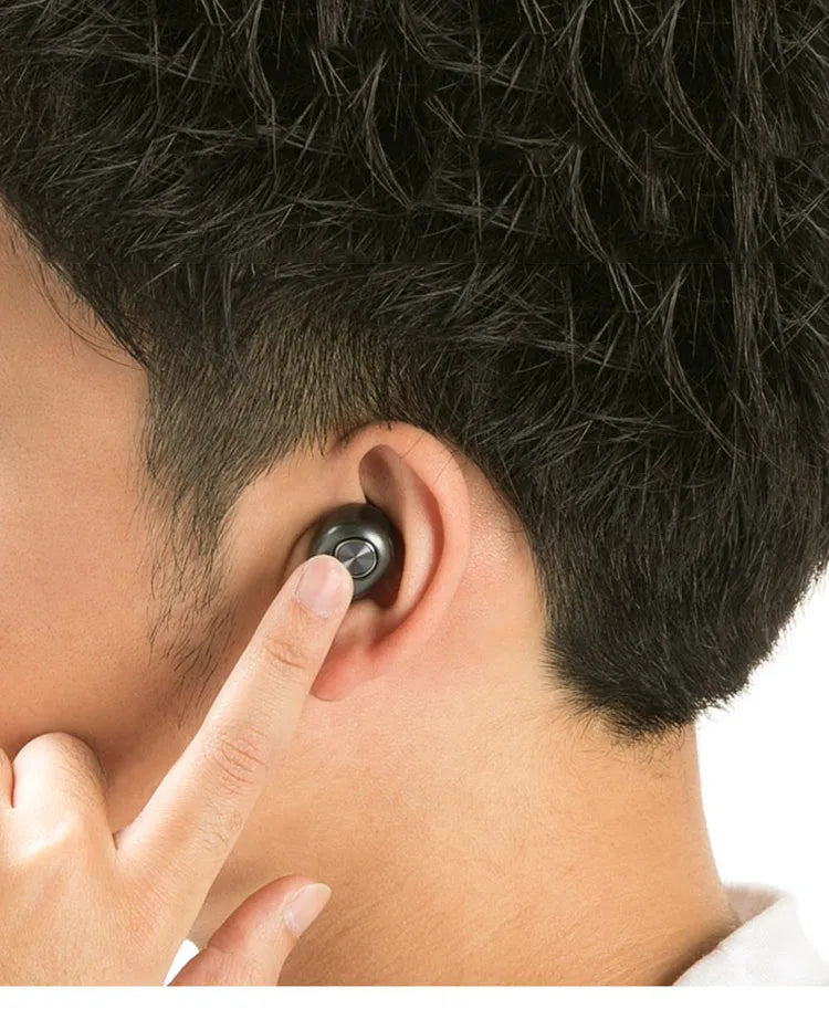 Black wireless Bluetooth headset with single-ear design for hands-free calling