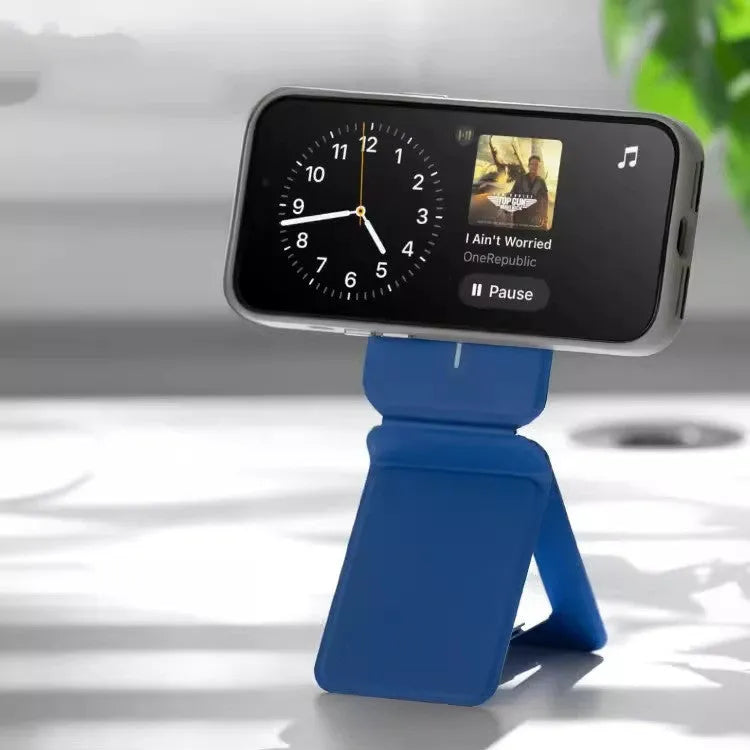 Magnetic mobile phone holder case in black, blue, green, and grey colours showing slim profile and integrated magnet.