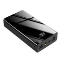 Large 40000mAh portable power bank with LCD screen in red or black colour.