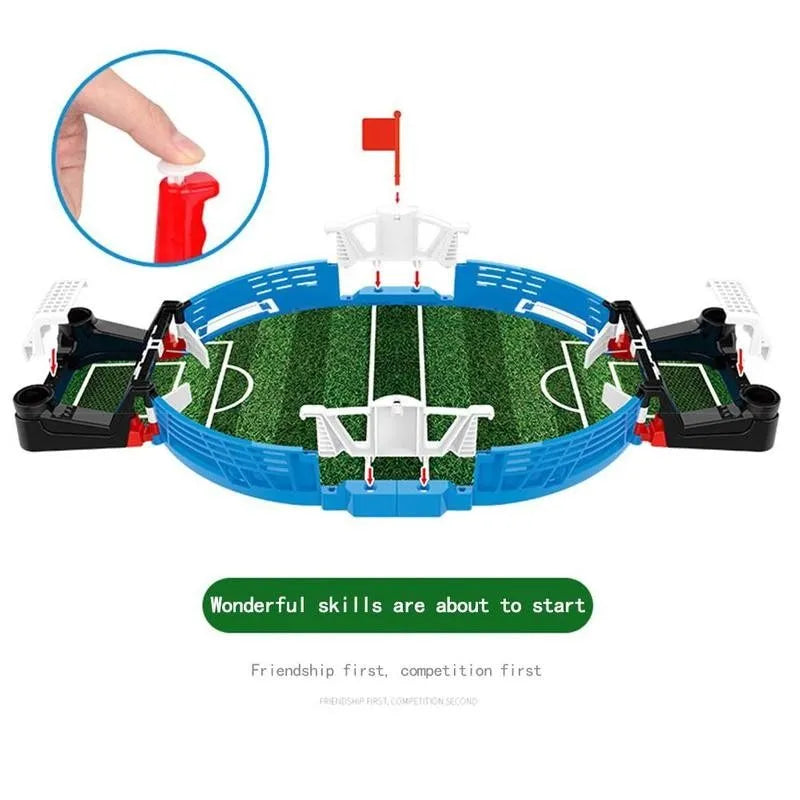 Multifunctional children's educational toy football field set with ABS plastic construction, two footballs, and handle controls