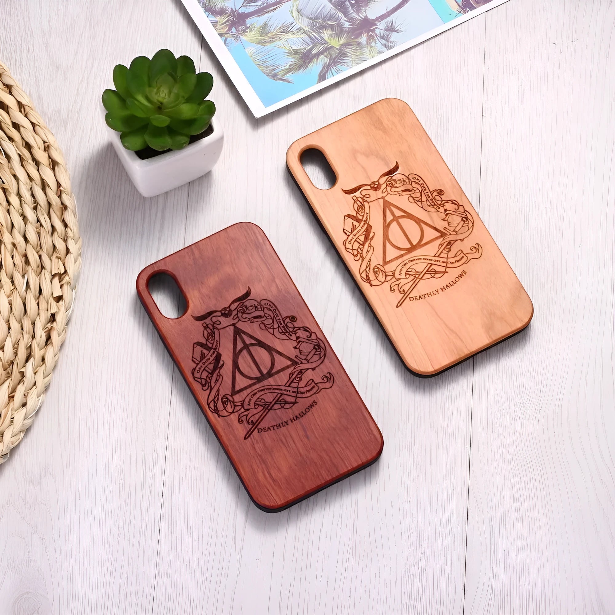 Wooden mobile phone case with TPU frame in cherry wood or rosewood for iPhone models