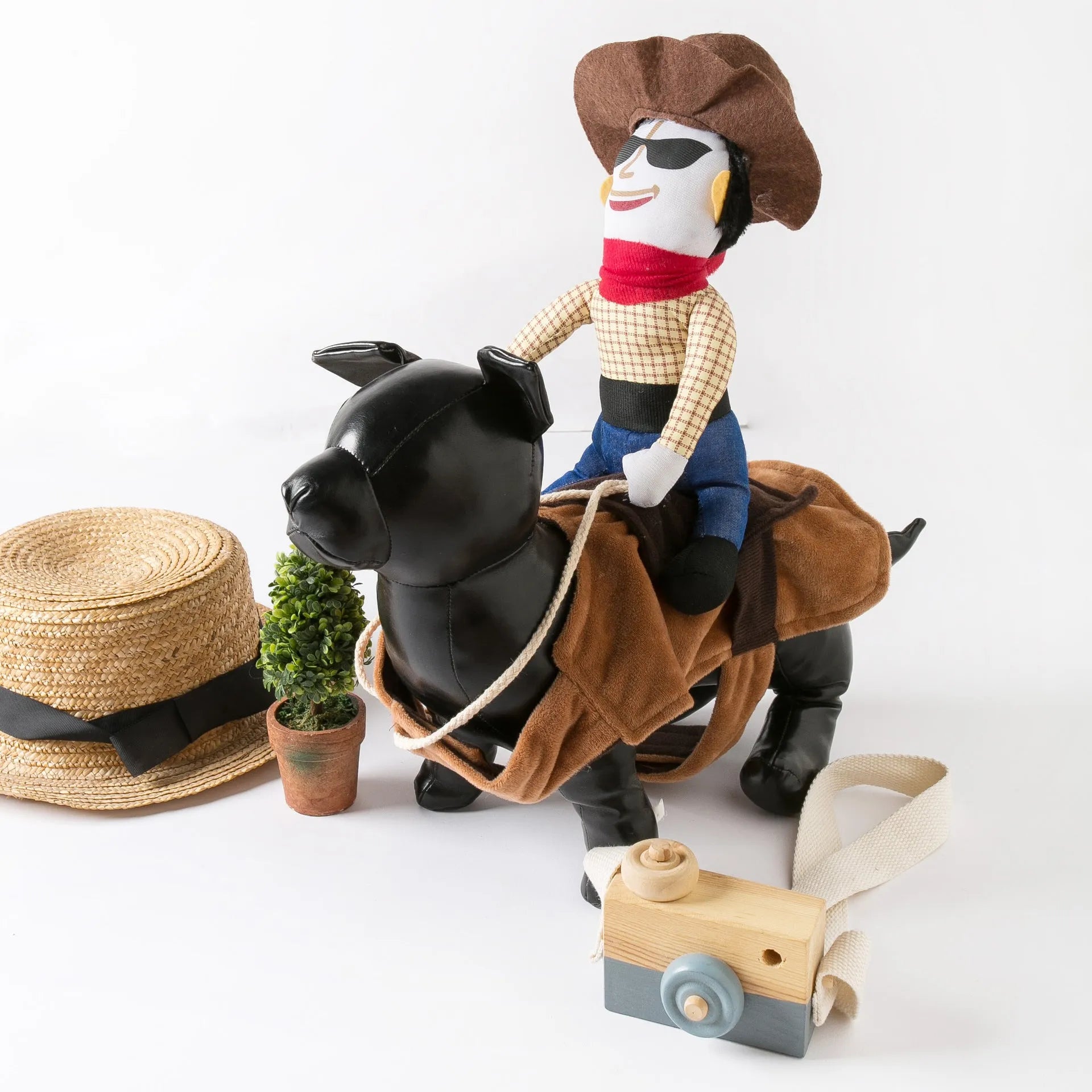 Western denim riding costume dog clothes for corgi and golden retriever breeds