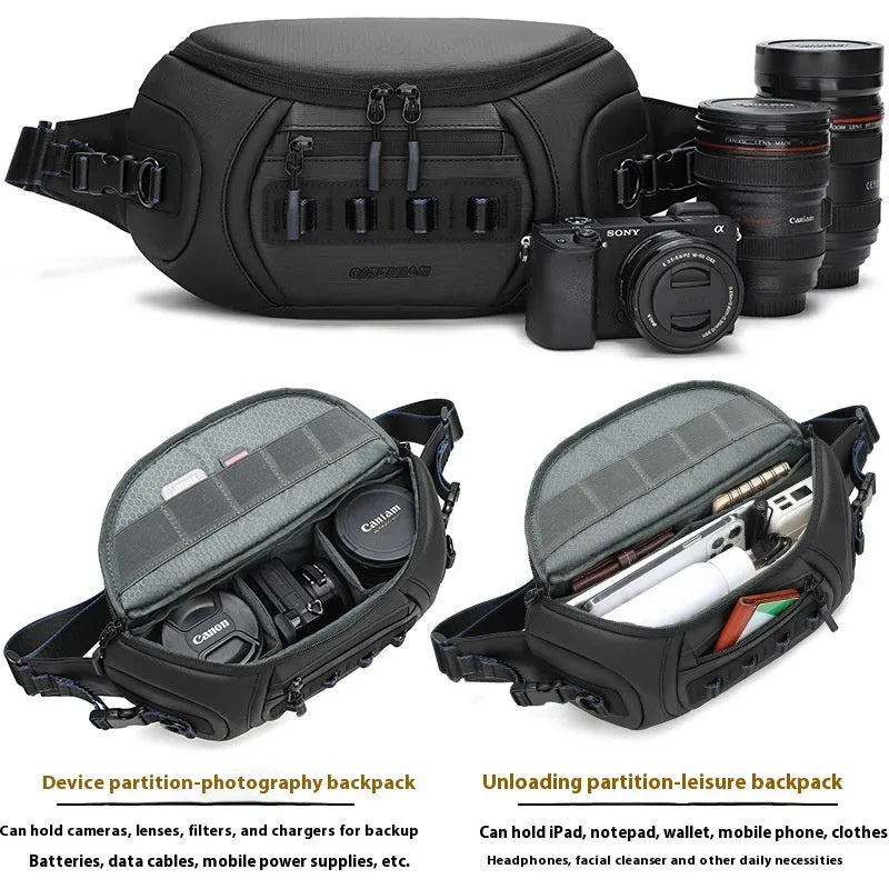 Waterproof Oxford cloth camera shoulder bag in black, grey, or green colours for DSLR equipment