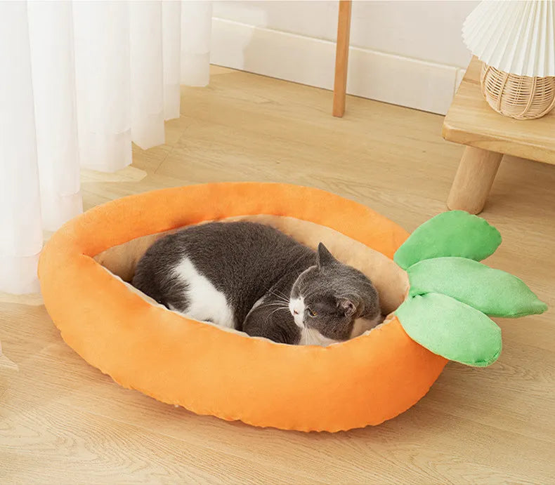Large and medium sized dog nesting bed with a soft, removable washable blanket.