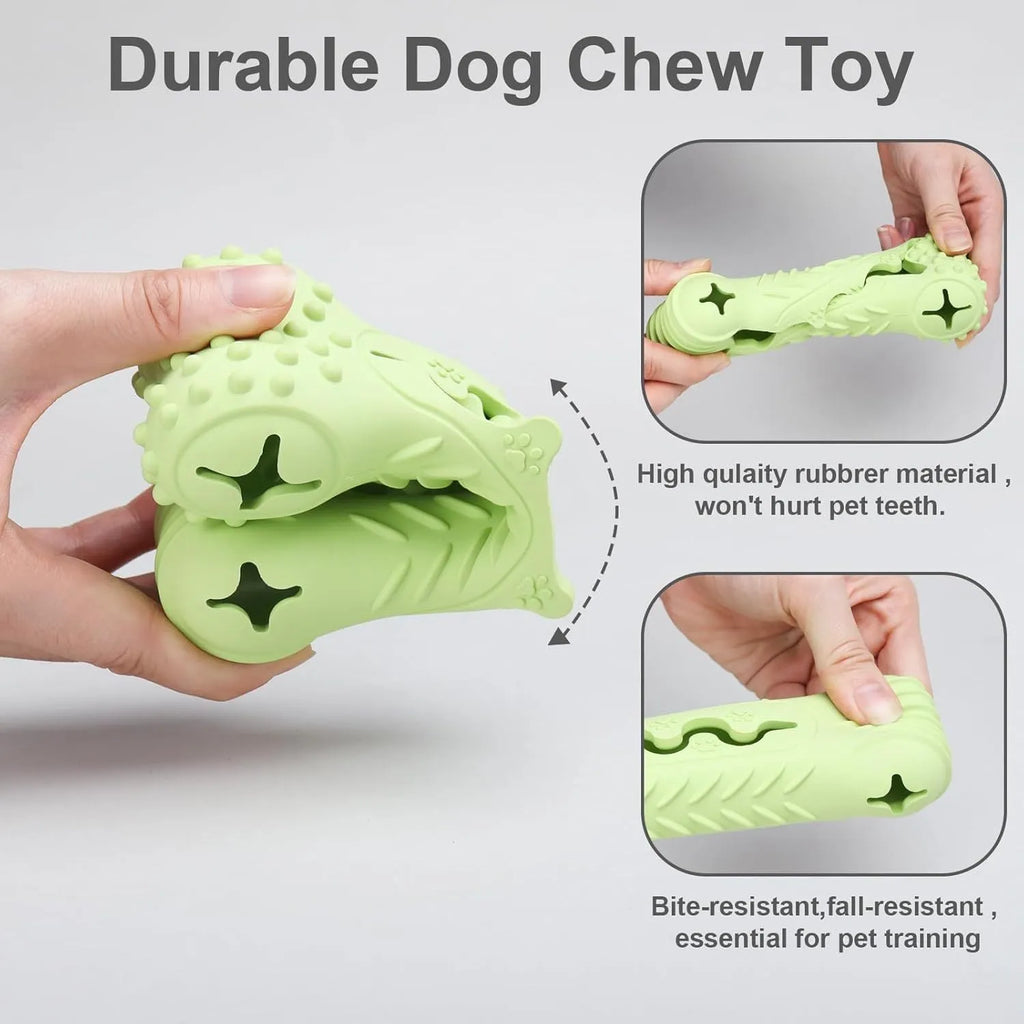 Blue natural rubber bone-shaped dog chew toy for aggressive chewers on a plain background.