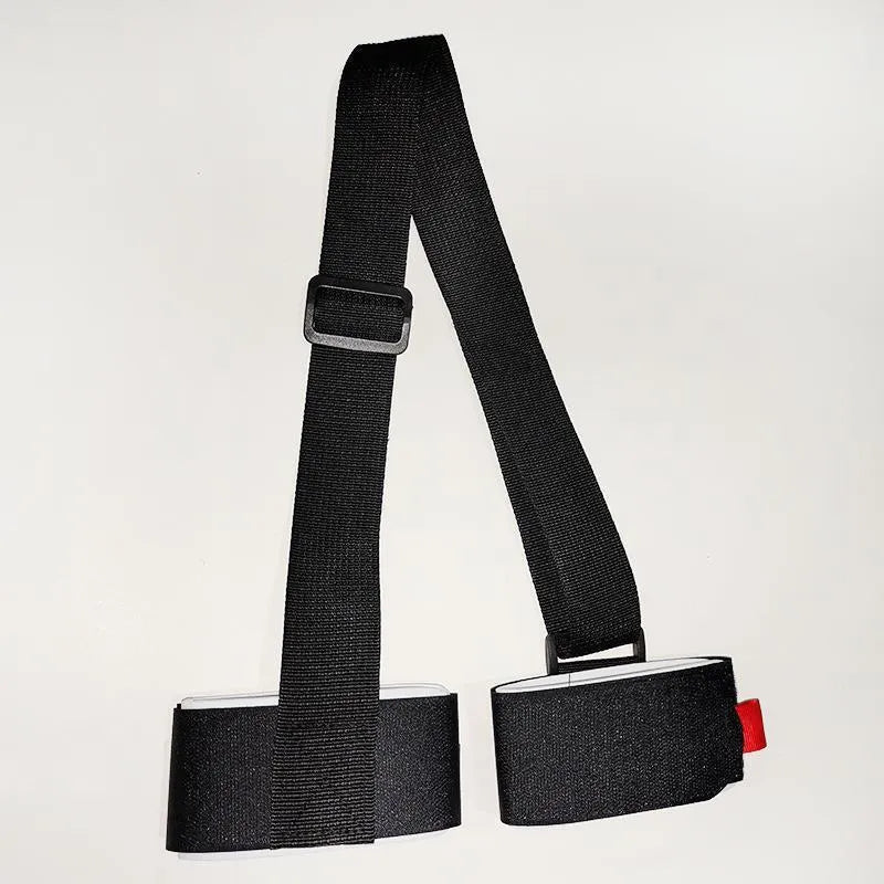 Adjustable skiing bandage with shoulder strap and hook-and-loop fastening in multiple colour options