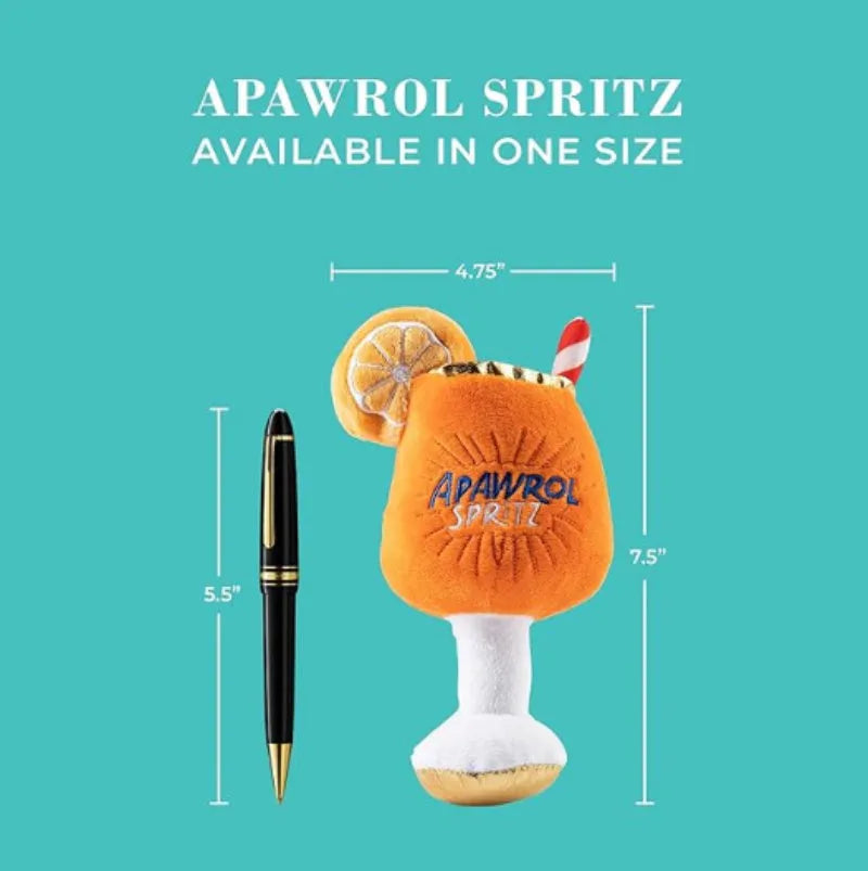 Yellow plush beer bottle cup squeaky dog chew toy on a white background.