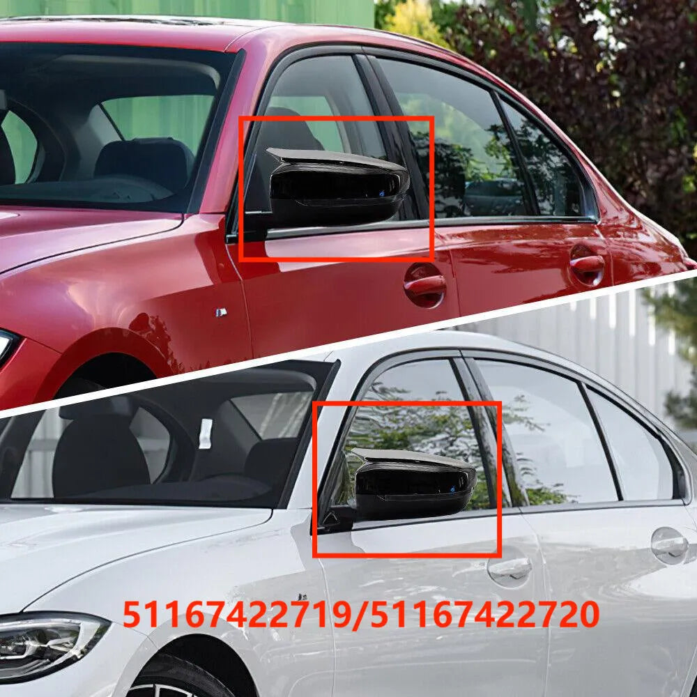 Bright black ABS rear view mirror shell set for BMW 3 Series G20 G28 G30 models