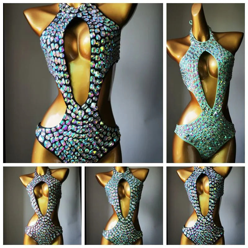 Women's one-piece swimsuit with diamond mesh pattern in nylon fabric