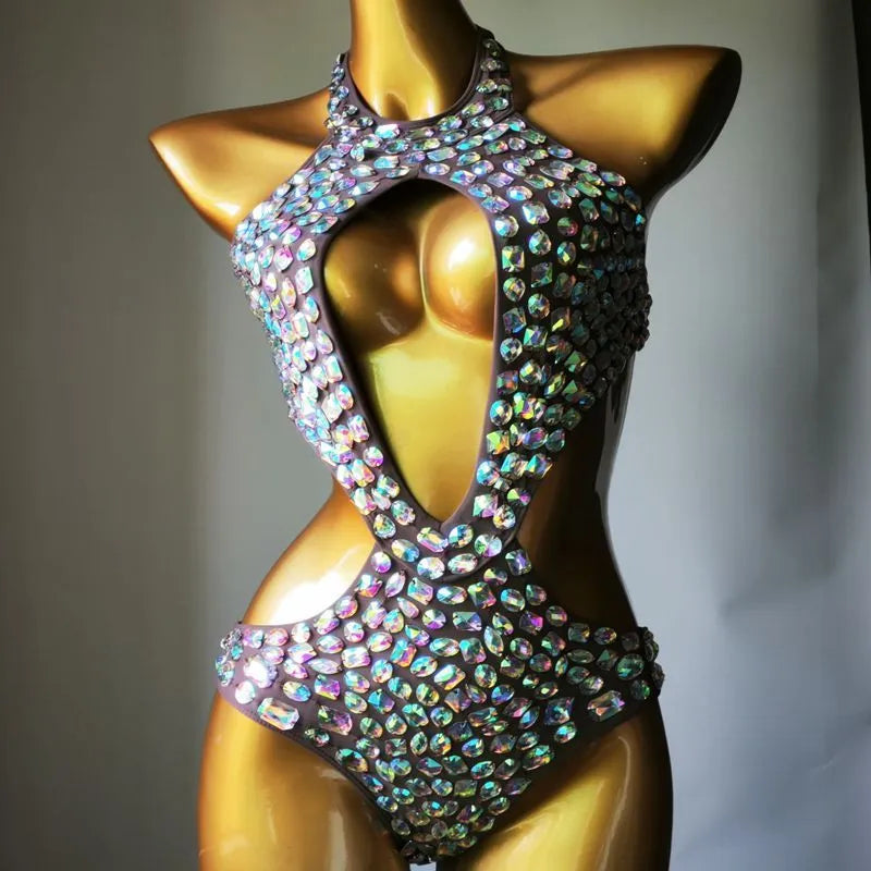 Women's one-piece swimsuit with diamond mesh pattern in nylon fabric