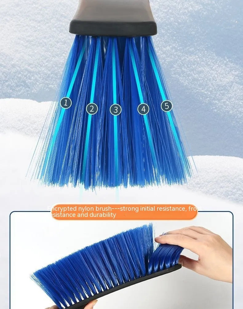 Winter car snow scraping brush with long handle in yellow and blue colour options