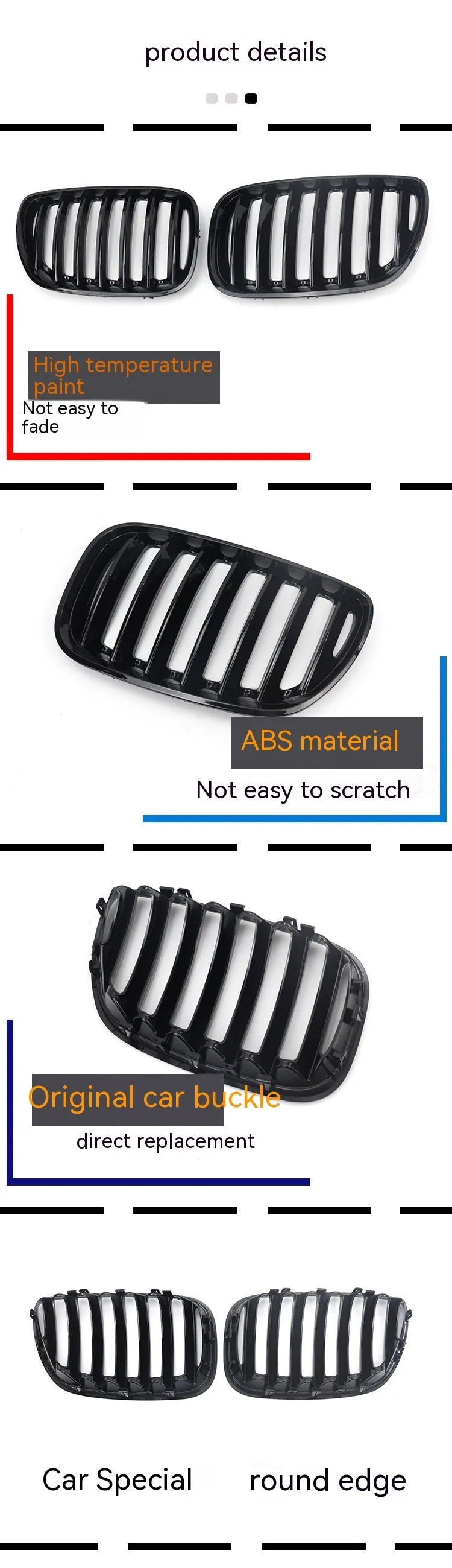 Bright black ABS plastic grid mesh grille for BMW X5 centre bumper replacement