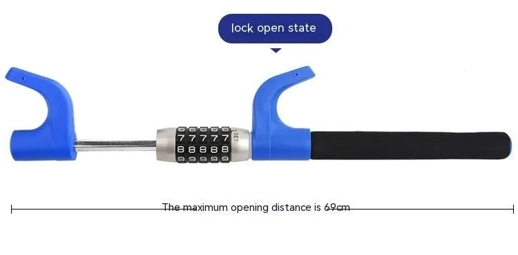Car anti-theft steering wheel U-lock with combination dial in alloy steel construction