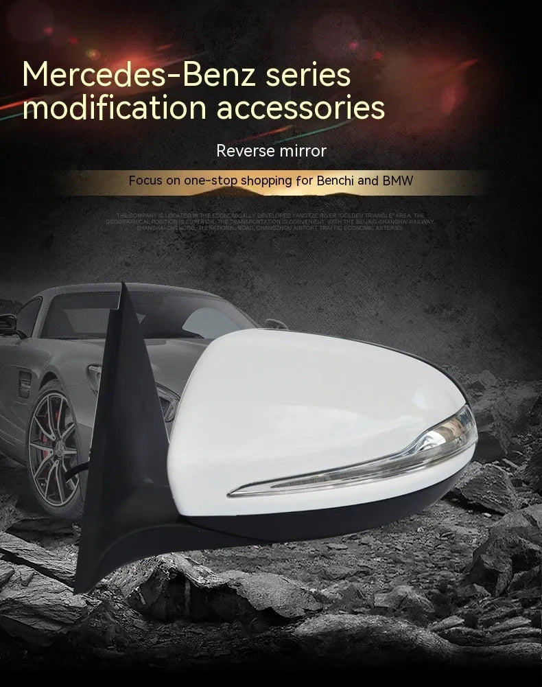 Mercedes W205 C-Class rear view mirror assembly in ABS plastic.