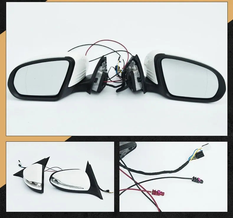 Mercedes W205 C-Class rear view mirror assembly in ABS plastic.