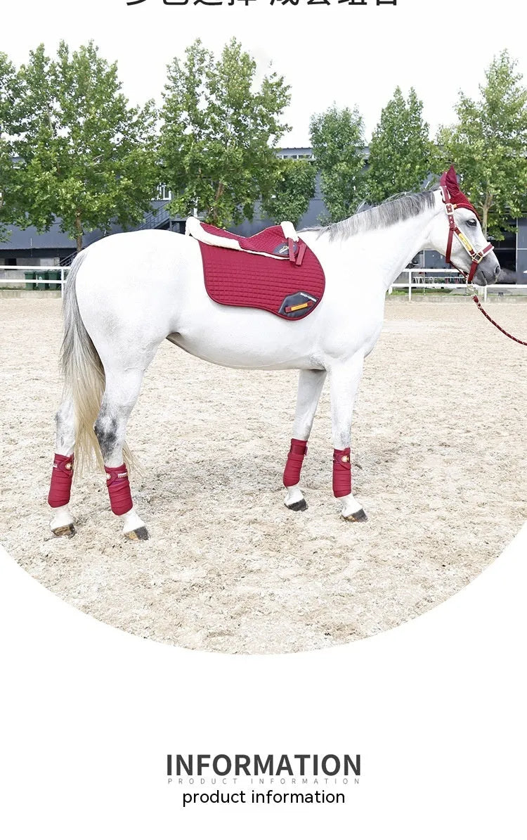 Riding saddle pad for waist protection in black, navy blue, white, or wine red.