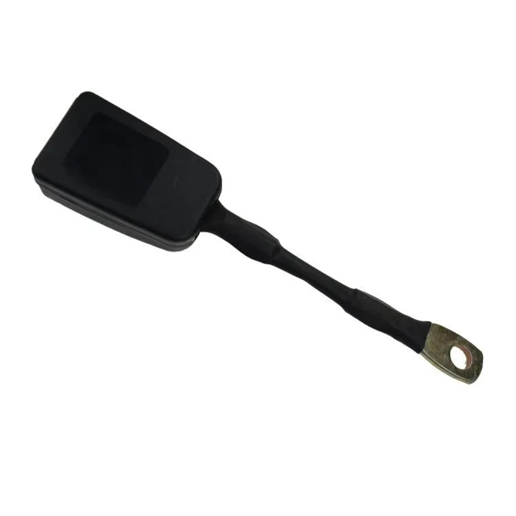 Car seat belt buckle with 20cm steel wire base for 21cm wide vehicle sockets.