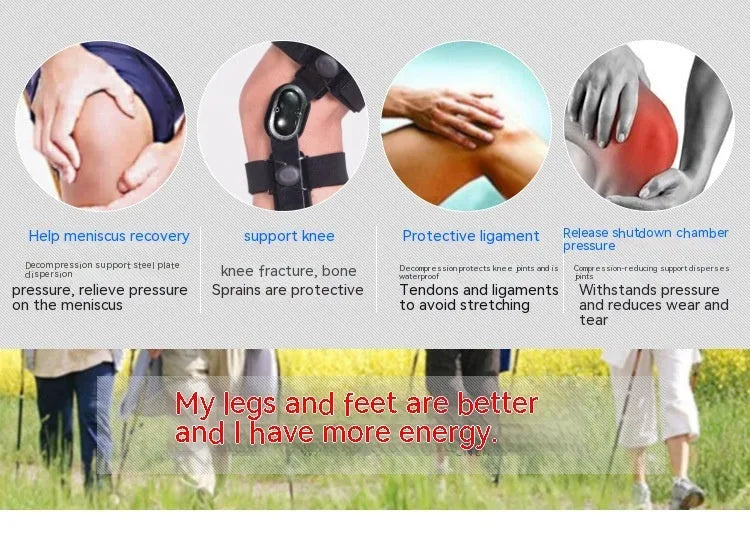 Black anterior ligament knee supporter with structural framework on brushed cloth background